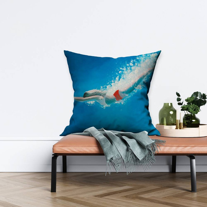 Diving jump - 26"x26" Throw pillow cover - Poly twill - Print on demand, 26" x 26", Pillow Cover Only - No Insert