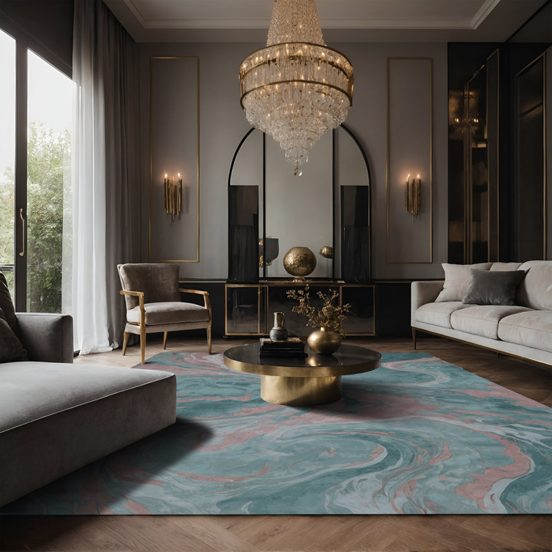Tapis gris soyeux et moelleux, Rectangulaire 3 pi x 5 pi