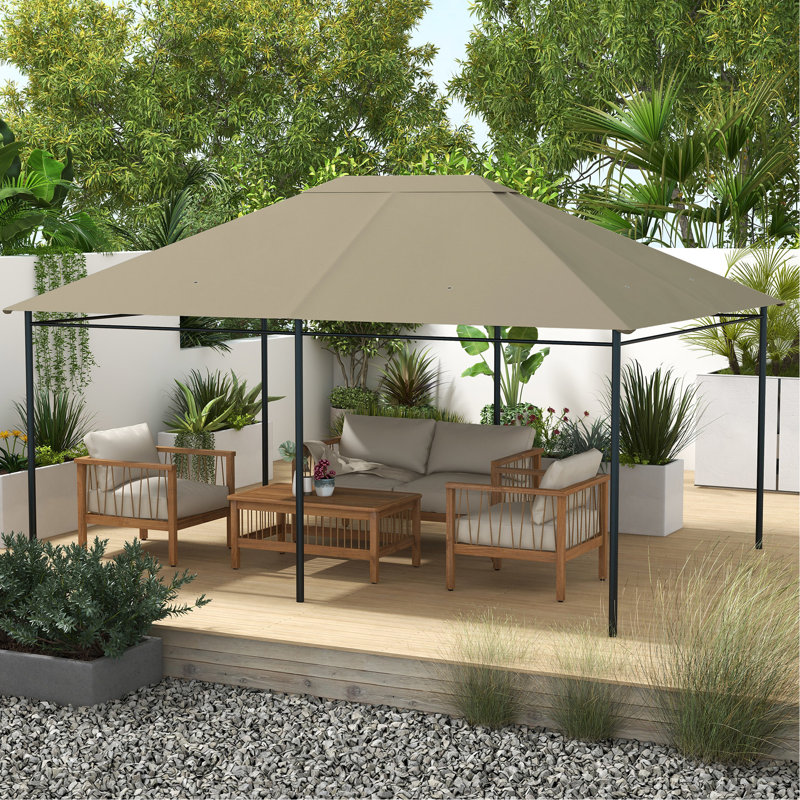 - Housse de remplacement pour pavillon de jardin 10 'x 13', kaki avec fente et trous de drainage pour fentes de drainage