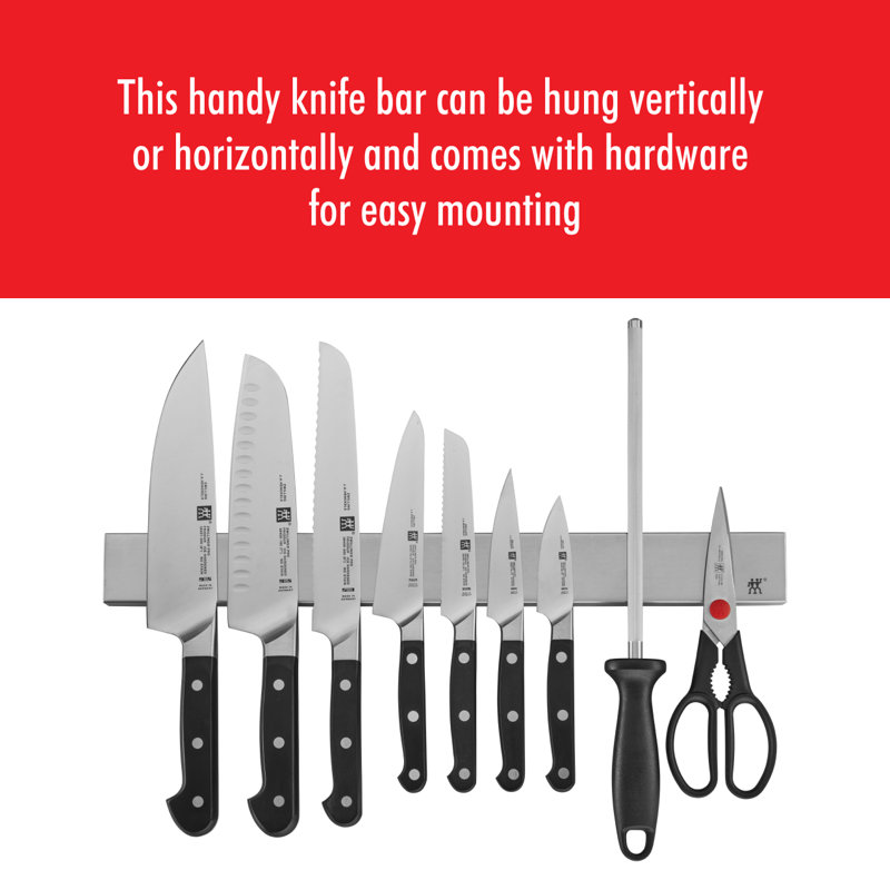 Zwilling Pro 10-piece Knife Set With 17.5-inch Stainless Magnetic Knife Bar
