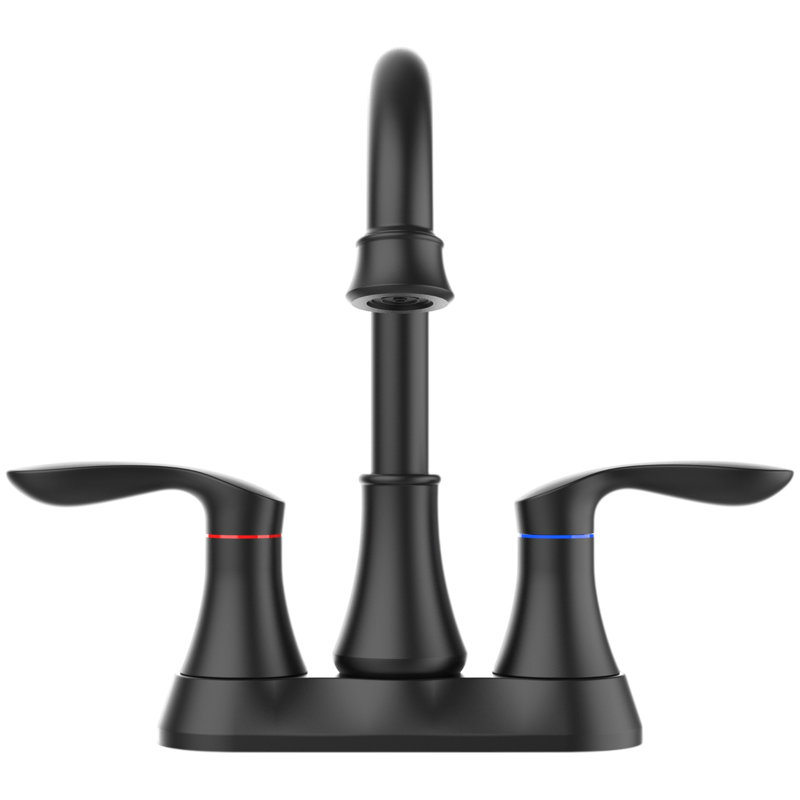2-handle Bathroom Faucet with Drain Assembly, Matte Black