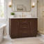 Ensemble de meuble-lavabo simple autoportant en orme avec plateau en pierre d'ingénierie 48 po Juska-385422164