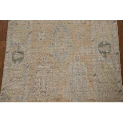 One-of-a-Kind Rectangle 1'11" X 3'11" New Age Wool Area Rug in Peach
