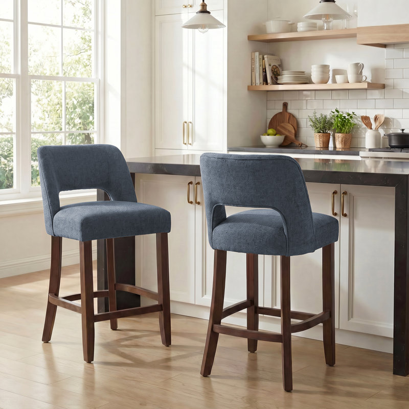 Tabouret de bar Bisto, Siège bleu vif / cadre brun