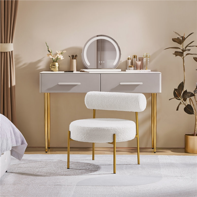 Marras 16'' H Boucle Upholstered Side Chair, White