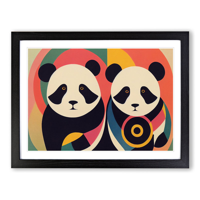 Abstract Pandas Vol.2 - Framed Print, Black, 34cm H x 46cm W x 2cm D