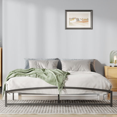Low Bed Frame Full Size, 10 Inch Heavy Duty Metal Platform Full Bed Frame with Arch Design, Easy Assembly, Strong Bearing Capacity, Under Bed Storage, No Box Spring Needed