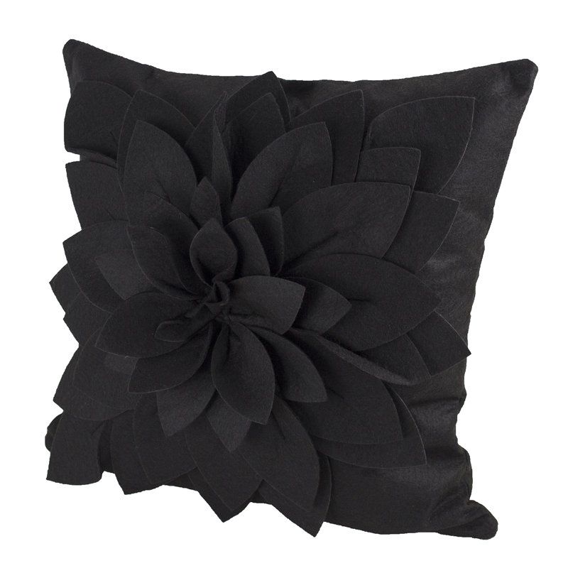 Housse de coussin carré en polyester Sara's Garden, Noir