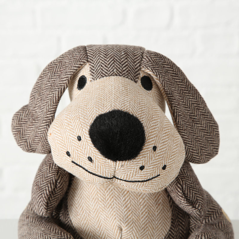 Brown and Tan Tweed Fabric Puppy Dog Door Stop