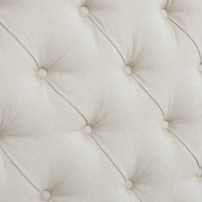 Naveen King Tufted Upholstered Platform Bed, Light Beige Linen