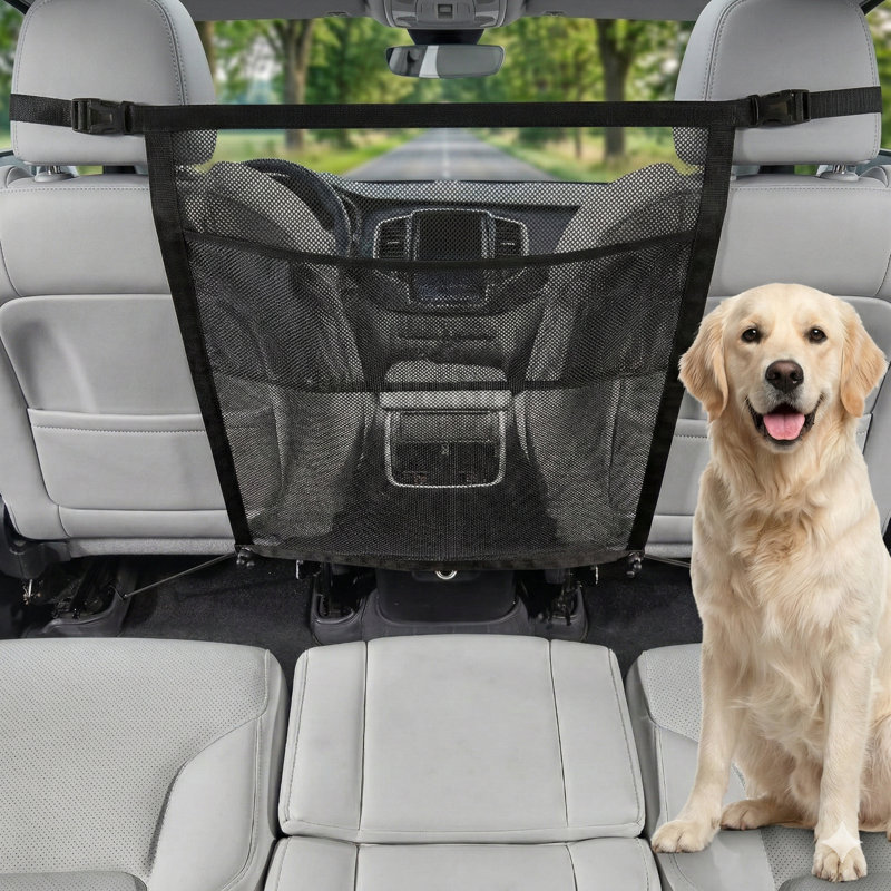 Système de cloison Canine avec organisateur de rangement en filet, application universelle pour voitures, VUS et camions