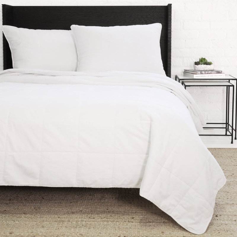 White Cotton Twin Minimalist Bedspread