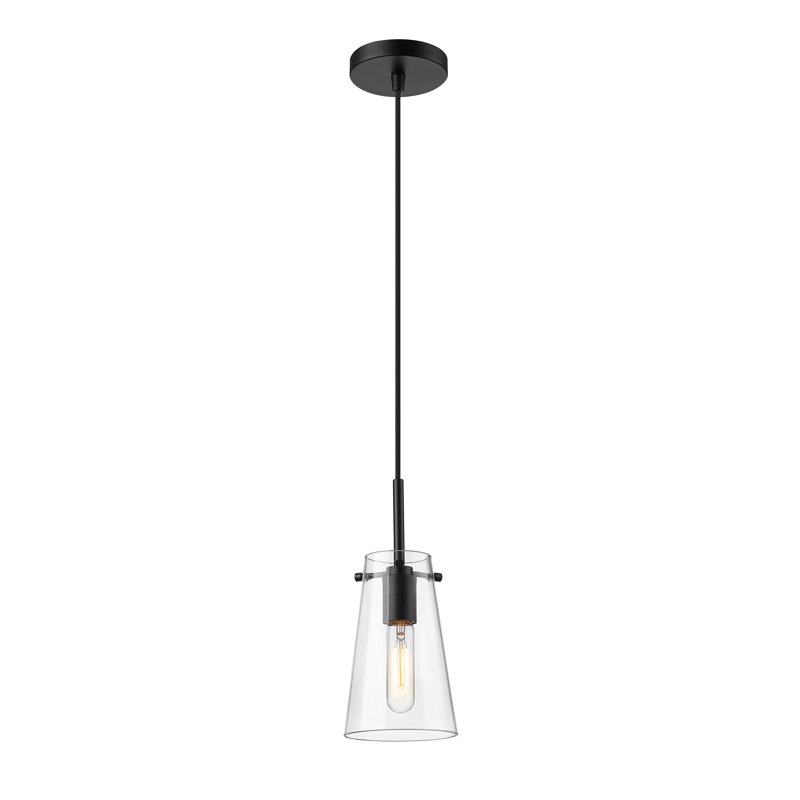 Luminaire suspendu conique à 1 lumière Wenka, H 118 po x l 5 po x P 5 po, Noir mat
