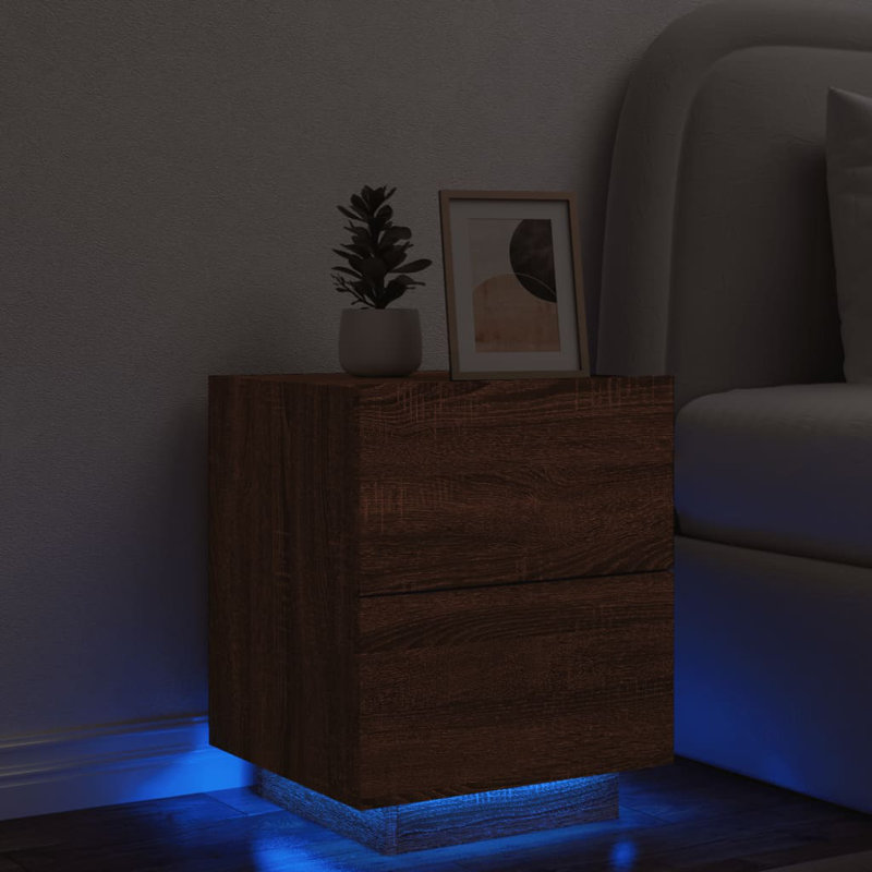 Briah 45cm W Bedside Table, Brown Oak, Individual