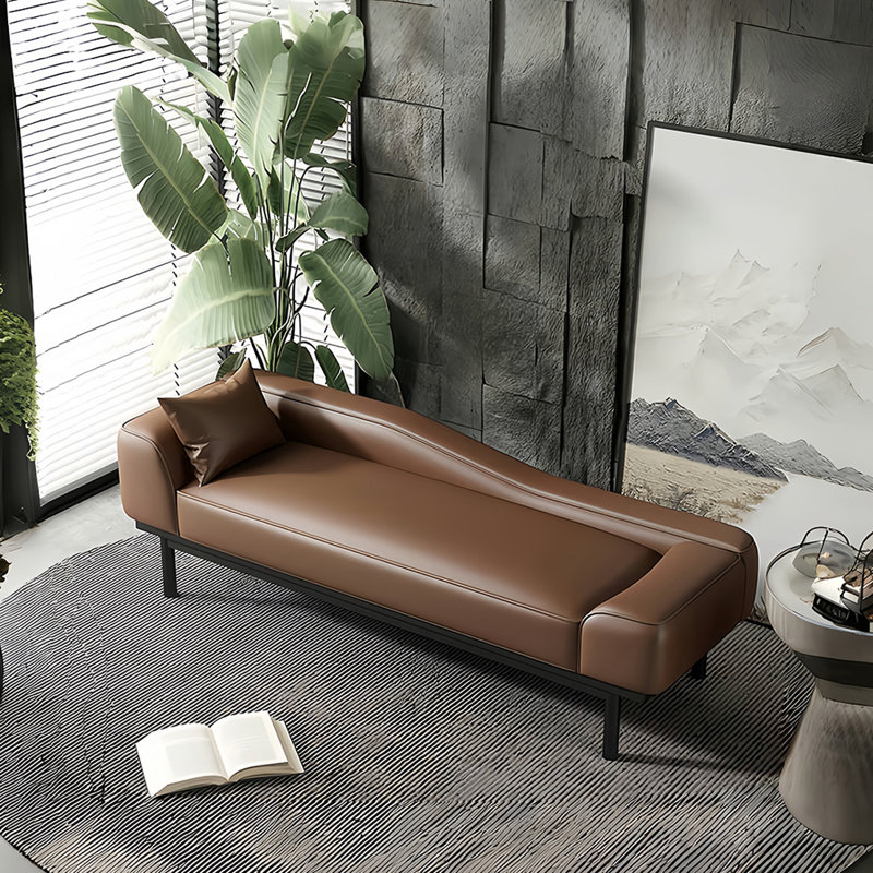 Leather Match Upholstered Bench, Coffee, 21.65" H x 70.86" W x 21.65" D