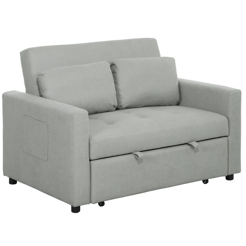 Nencho 2 Seater Sofa Bed, 120 cm Convertible Bed Settee, Light Grey