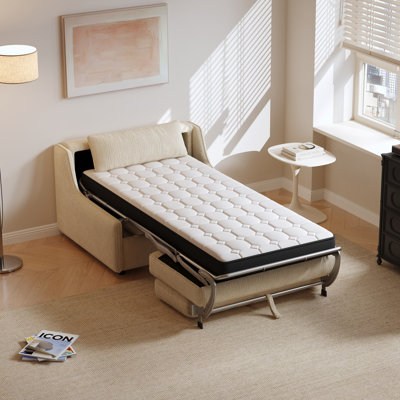 47.24"Modern Armless Convertible Sofa Bed with Plush Chenille, 5-Layer Cushioning for Small Spaces