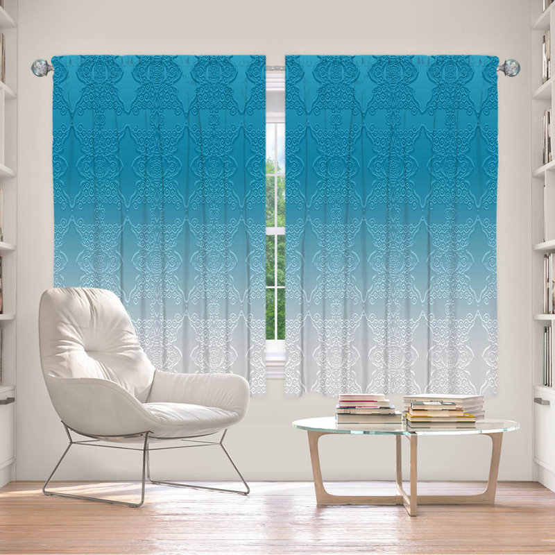 Vandela Room Darkening Curtain Pair, 40" W x 61" L, Aqua/Blue/White
