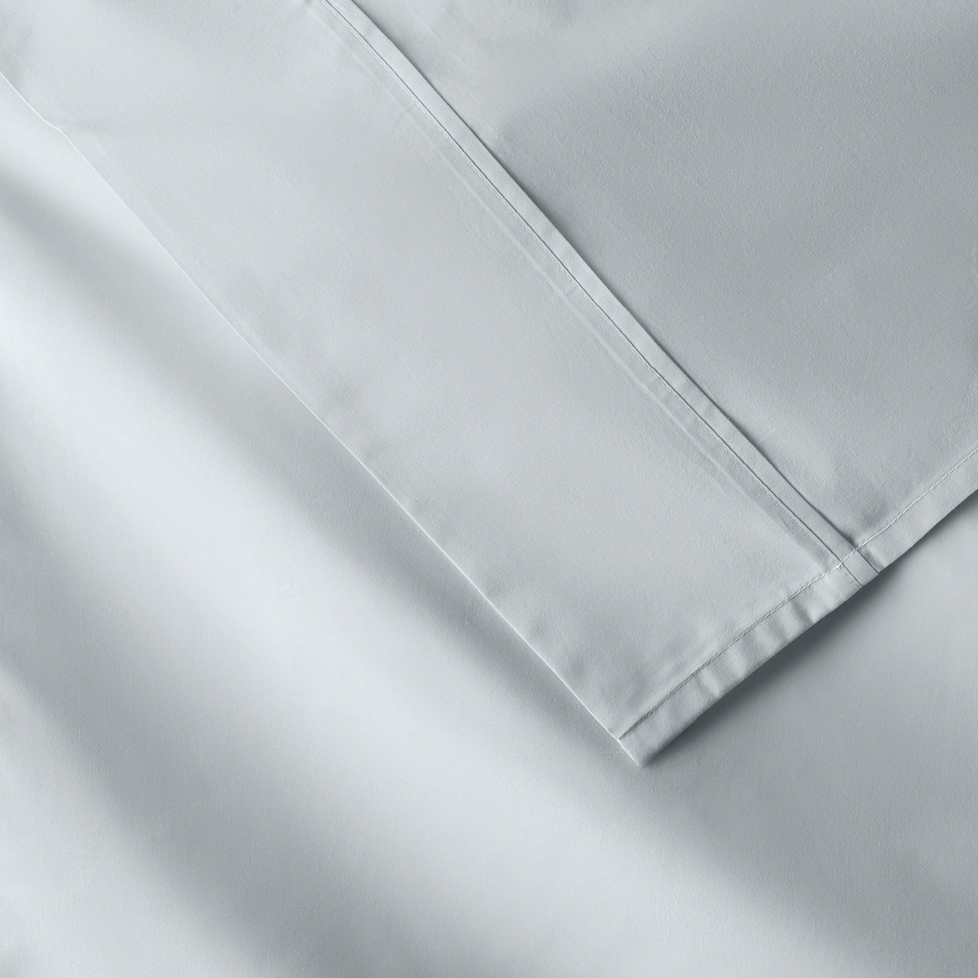 Emrik Brushed Organic Cotton Percale Sheet Set, Pale Blue, Full