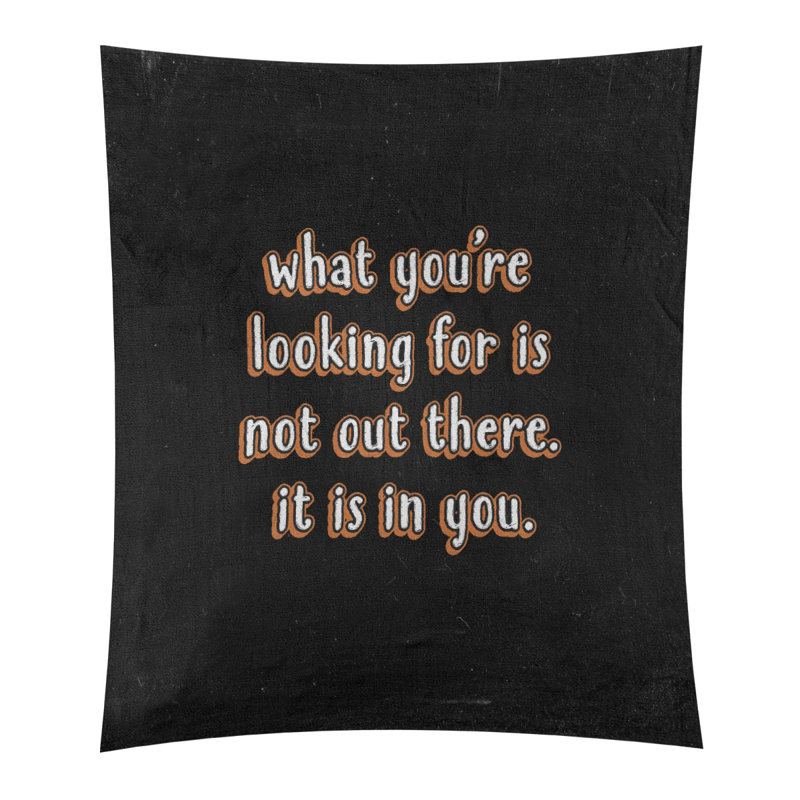 Tapisserie tableau noir quote self confidence quot, H 104 po x l 88 po, Orange