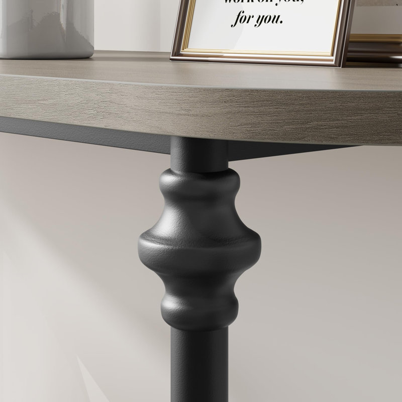 Table d'entrée, console longue de 43,3 po avec rangement, console en bois à 2 niveaux