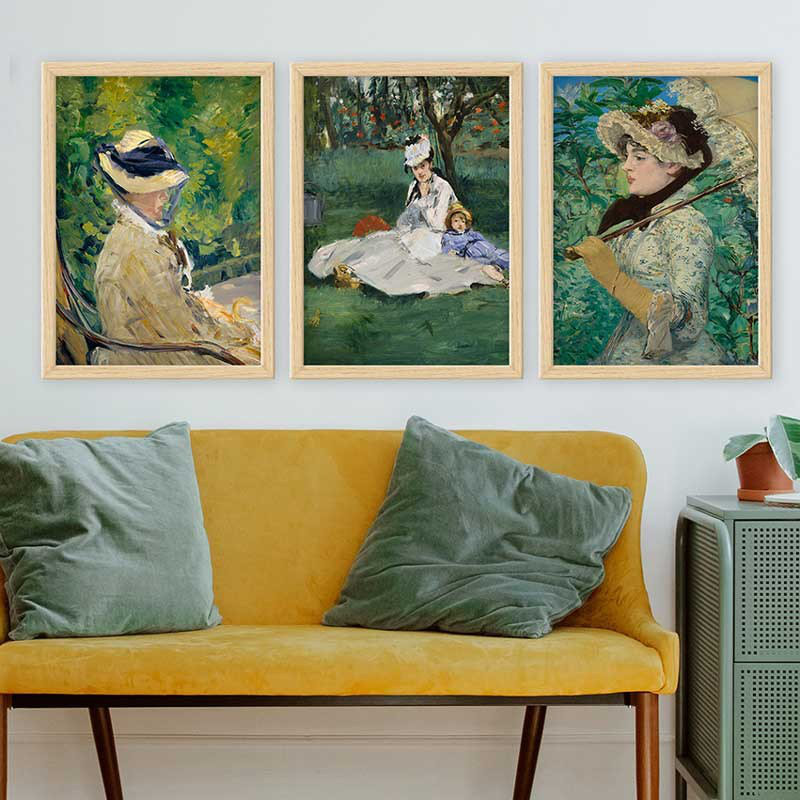 Superbe ensemble de peintures décoratives encadrées (3 pièces) de 21,7 po x 29,5 po chacune | Cadre 100% bois avec polystyrène de 0,8 pouce | Impression numérique UV | Parfait pour la décoration murale de salon, de bureau et de galerie