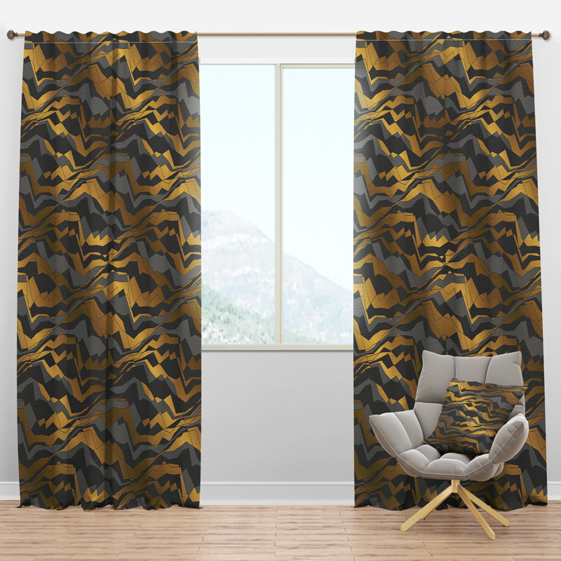 Panneau de rideau simple semi-diaphane avec passe-tringle Mid-Century, l 52 po x L 84 po