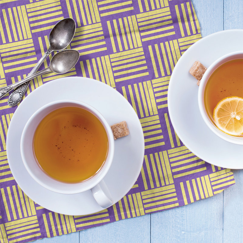 Jaya Tea Towel Kitchen Towel, Violet/Yellow/Purple, Poly Twill
