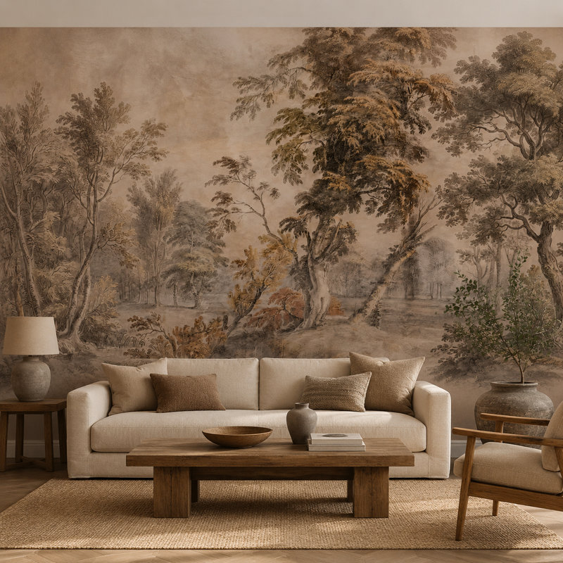 Murale rétro en sépia et taupe