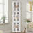 64'' Tall Corner Storage Cabinet with Doors & Shelves, White Bathroom Organizer, Kitchen Pantry, Living Room Display Cabinet, White Bookcase