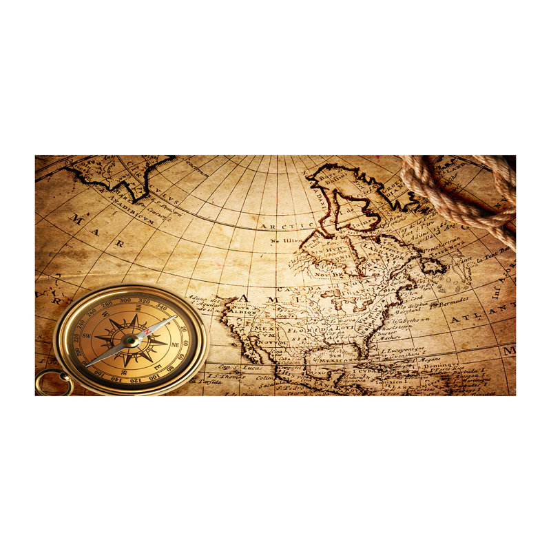 Compass On The Map - Wrapped Canvas Print