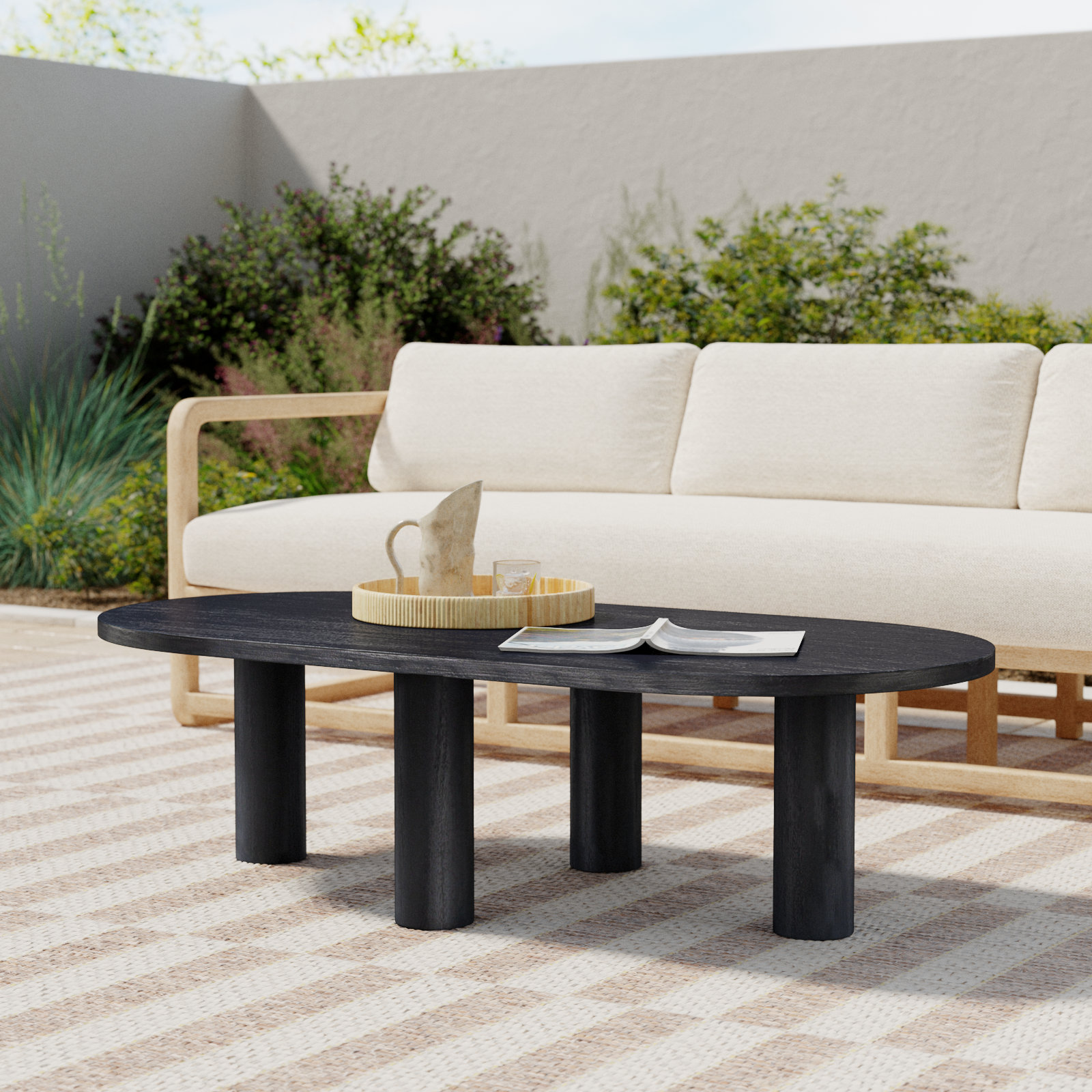 Toriano 52" Oval Mango Coffee Table, Black