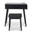 Black Dressing Table With 2 Drawers, Led , Charging Station, Panel And Vanity Stool, 27.9'' Makeup Desk Stool For Bedroom,