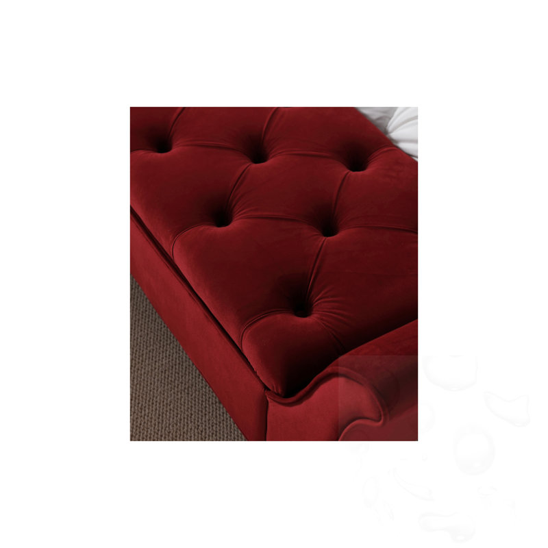 Banc long capitonné avec rangement, Red