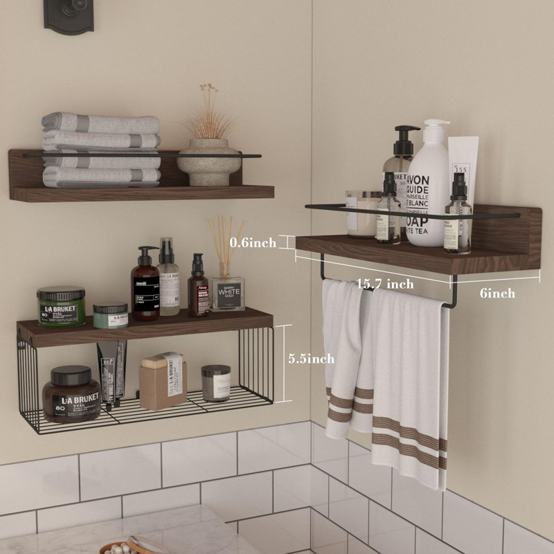 Floating Shelves Bathroom Cabinet, Brown/Black
