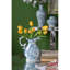 Table basse ronde 35,5 po x 35,5 po x 19 po avec motif floral élégant et finition miroir argentée