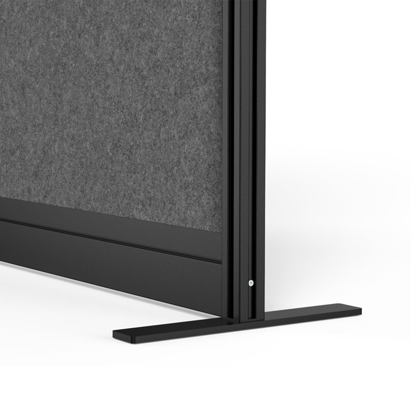 Harmony Workflow Modular Wall with Frame - Wide Panel Starter Wall with Whiteboard, Black/Gray, 70" H x 70" L