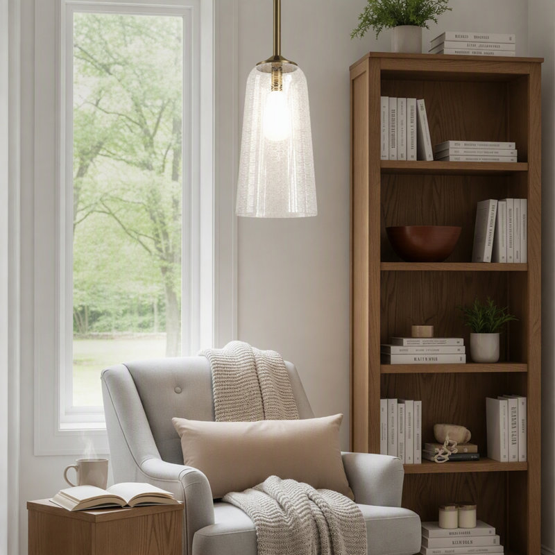 Luminaire suspendu en forme de cloche à intensité variable 1 lumière 6,1 "avec abat-jour en verre