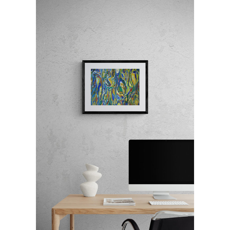 Angel Estevez " Abstract Composition 979 " by Angel Estevez, 16" H x 20" W, Black Framed Paper