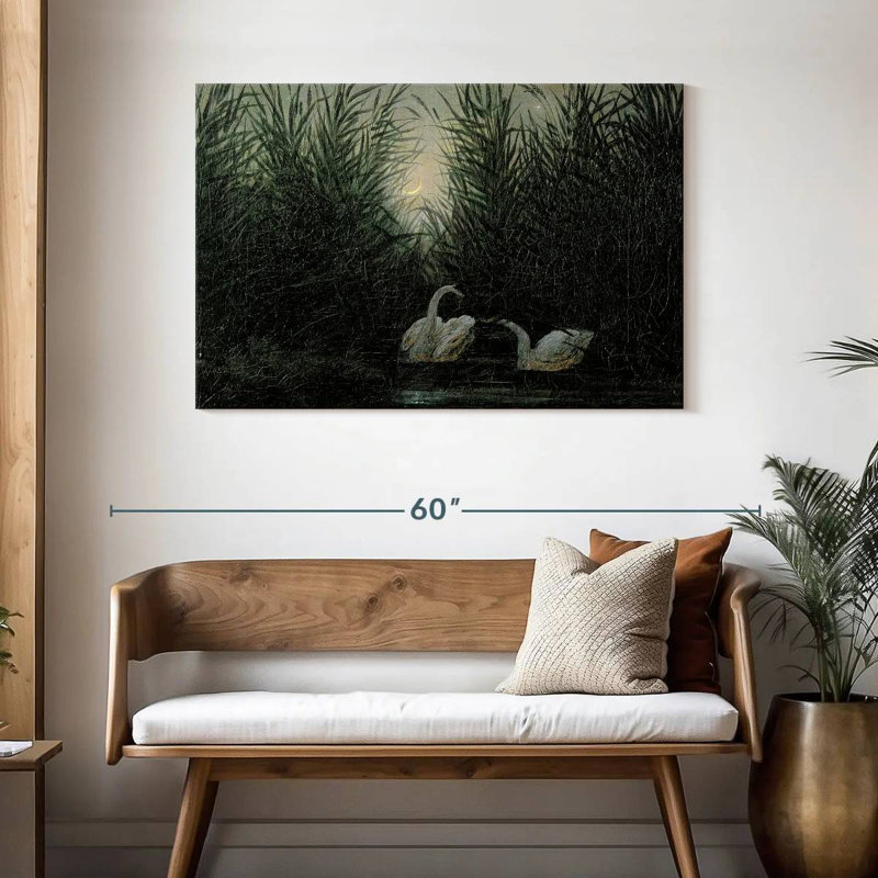 Brampt Swans In The Reeds, 30" H x 45" W