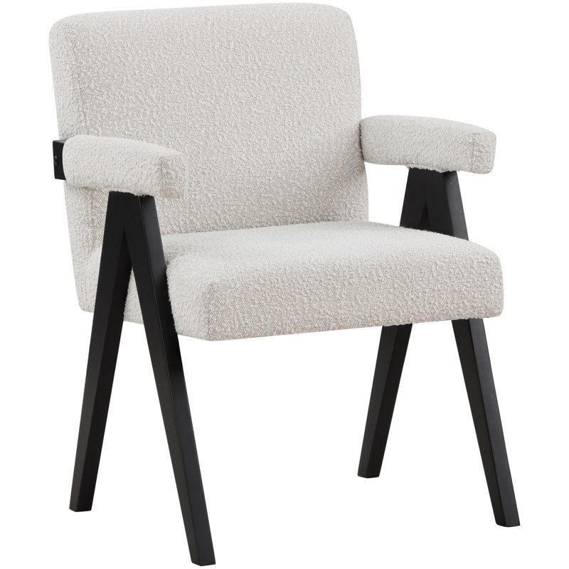 Lilabeth 24.5" W Boucle Fabric Accent Chair, Cream Boucle Fabric