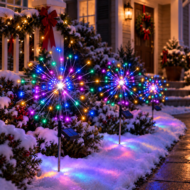 Guirlande lumineuse solaire étanche à 8 modes, 120 DEL, idéale pour les décorations de Noël en extérieur., Multi-couleur