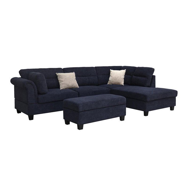 Canapé modulaire en tissu noir l 100 po Domenico