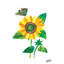 Butterfly and Sunflower - Painting on Canvas-744767659