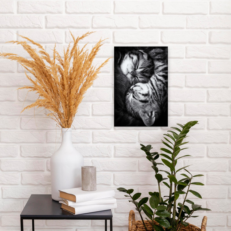 Yin and Yang Contemporary Cat Wall Art Print, 45.72cm H x 30.48cm W
