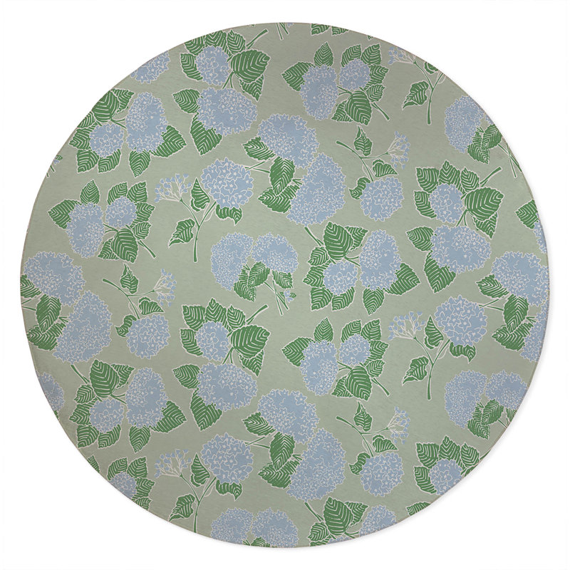 Hydrangea Non Slip Outdoor Rug, Round 5'