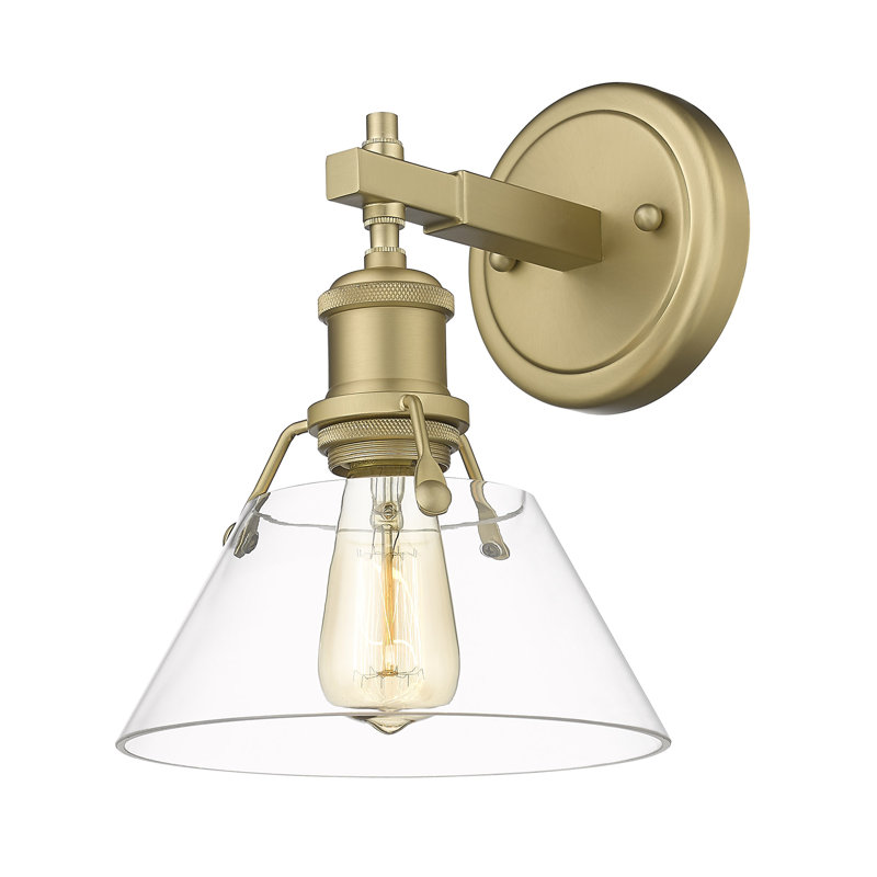 Éclairage pour meuble-lavabo en acier à intensité variable Felda, Bronze champagne brossé, Verre transparent, 1 lumières