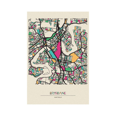 «Brisbane, Australie Map» par Ayse Deniz Akerman - impression sur toile tendue