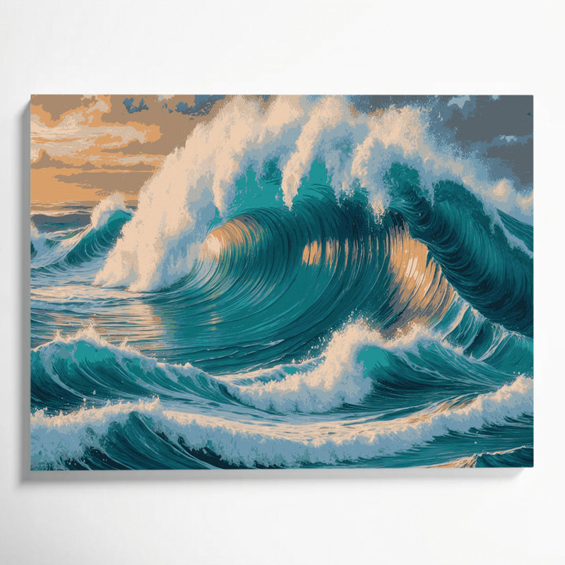 Hawaiian Breaking Waves, art mural sur toile bleue, H 8 po x l 10 po