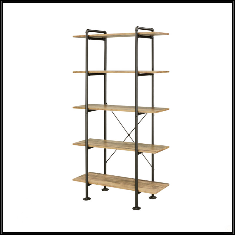 Bookcase In Rustic Oak & Black Finish